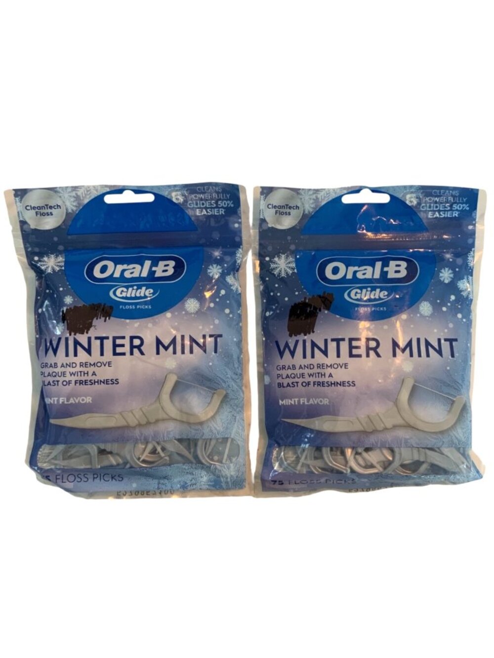 Oral-B Glide Winter Mint Floss Picks 2 Pack 75 Count Each